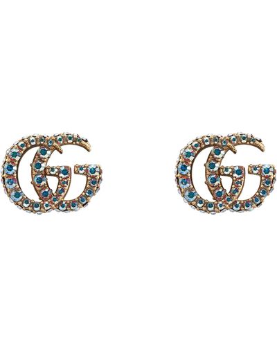 Gucci Embellished Double G Earrings - White