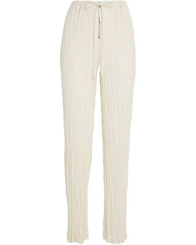 Helmut Lang Satin Crinkled Straight Trousers - White