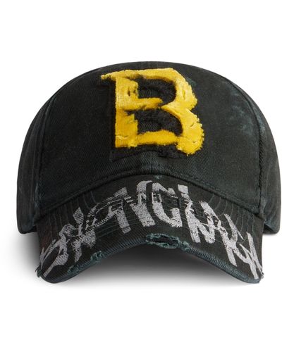 Balenciaga Distressed Logo Baseball Cap - Black