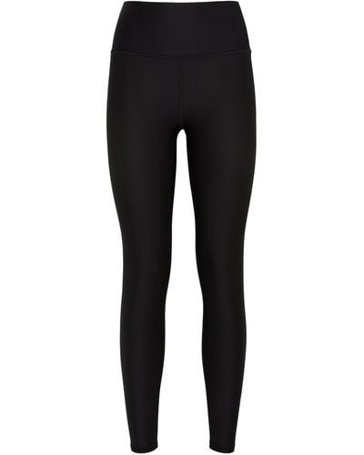 Athleta Womens Cropped Ruched Athletic Leggings Pants Black Blue