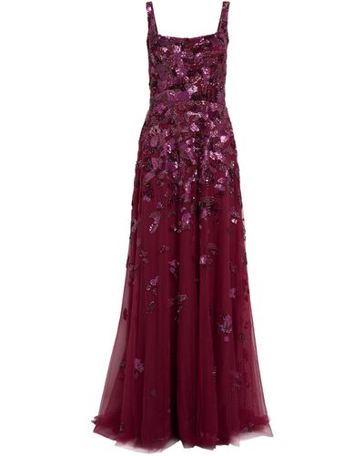 Zuhair Murad Embellished Square Neck Gown - Red