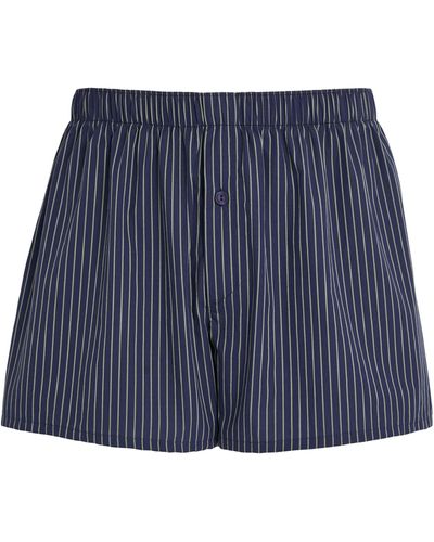 Hanro Cotton Fancy Woven Boxers - Blue