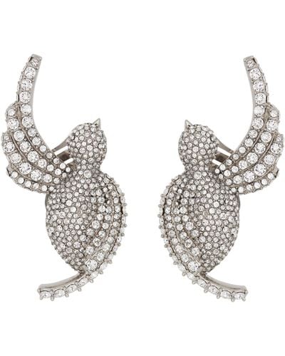 Balmain Embellished Swallow Earrings - Metallic