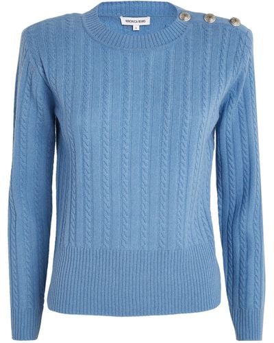 Veronica Beard Cashmere Cable Knit Alder Sweater - Blue