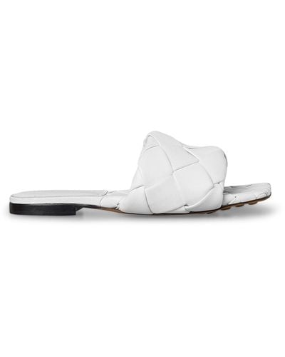 Bottega Veneta Quilted Leather Lido Flat Sandals - White