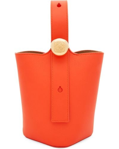 Loewe Mini Leather Pebble Bucket Bag - Orange