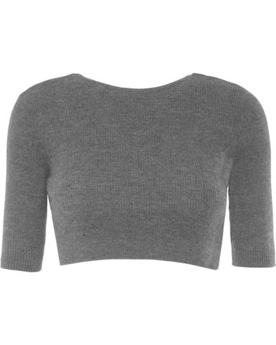 Cashmere In Love Cropped Sweater - Gray
