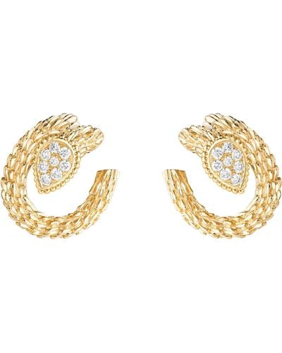 Boucheron Yellow Gold And Diamond Serpent Bohème Earrings - Metallic
