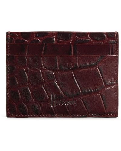 Harrods Croc-embossed Leather Wembley Card Holder - Brown