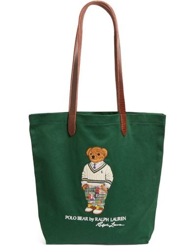 Polo Ralph Lauren Medium Cotton Polo Bear Tote Bag - Green