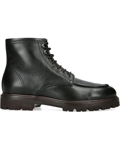 Brunello Cucinelli Leather Apron Boots - Black