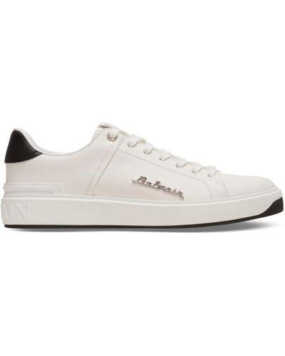 Balmain Leather Logo B-court Sneakers - White