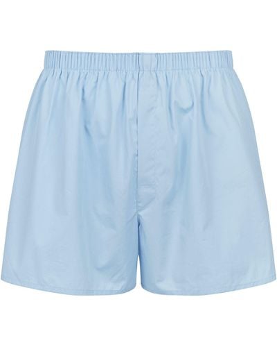 Sunspel Cotton Classic Boxer Shorts - Blue