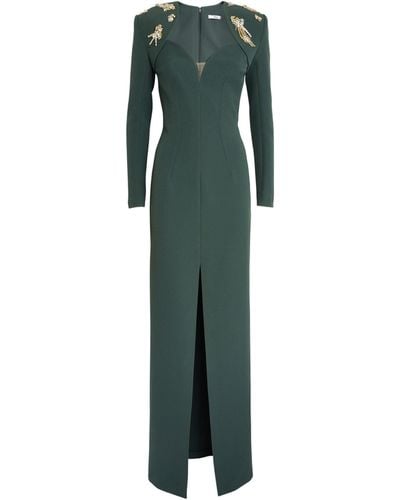 Safiyaa Crystal-embellished Trixie Gown - Green