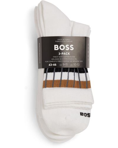 BOSS Pack Of 3 Rib-stripe Socks - White