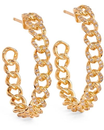 SHAY Yellow Gold And Diamond Link Hoop Earrings - Metallic