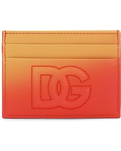 Dolce & Gabbana Leather Ombré Card Holder - Orange
