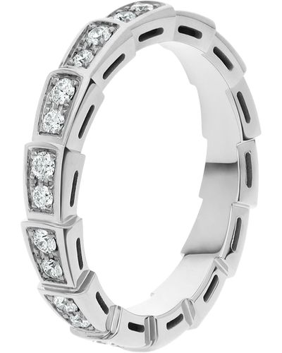 BVLGARI White Gold And Diamond Serpenti Viper Ring - Metallic