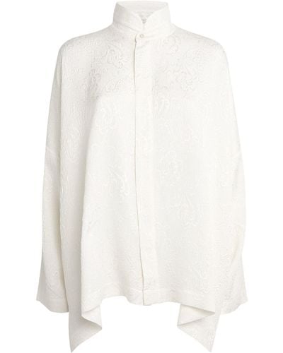 Eskandar Silk Stand-collar Shirt - White