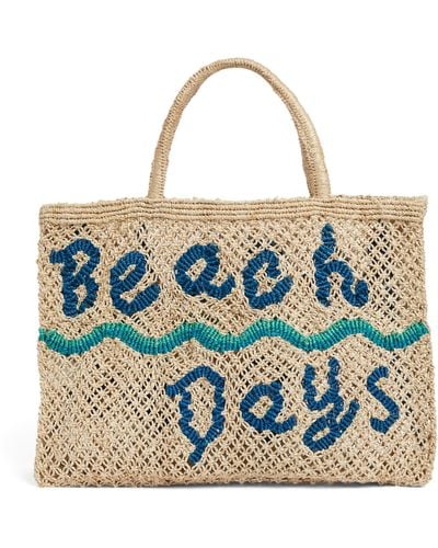 The Jacksons Woven Stella Smile Tote Bag - Blue - One Size