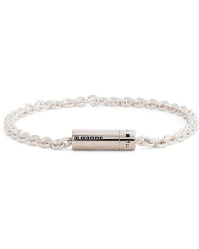 Le Gramme Sterling Silver Chain Cable Bracelet - White