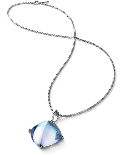 Baccarat Sterling Silver Amd Crystal Médicis Aqua Mirror Necklace - Blue