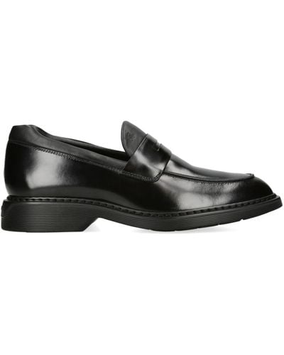 Hogan Leather H576 Penny Loafers - Black
