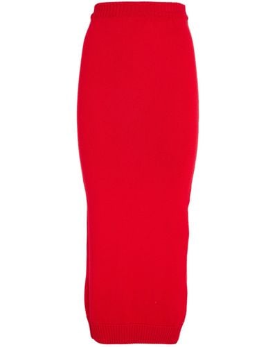 ROWEN ROSE Virgin Wool Midi Skirt - Red