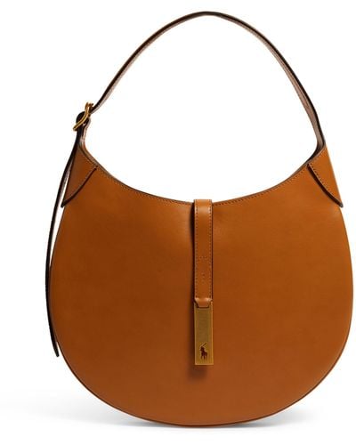 Polo Ralph Lauren Medium Leather Id Shoulder Bag - Brown