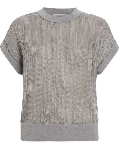 AllSaints Mesh Giana T-shirt - Grey