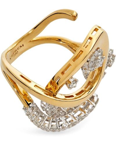 YEPREM Yellow Gold And Diamond Golden Strada Twist Ring - Metallic