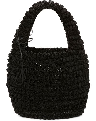 JW Anderson Large Cotton Popcorn Basket Bag - Black