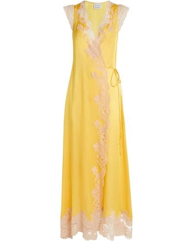 Carine Gilson Silk-lace Short Robe - Yellow