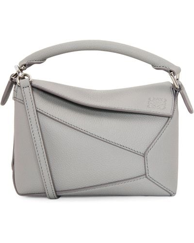 Loewe Mini Leather Puzzle Edge Top-handle Bag - Grey