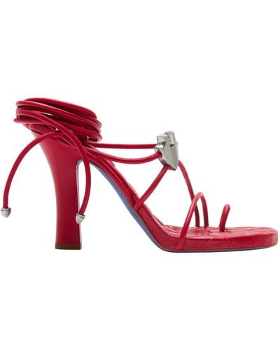 Burberry Ivy Shield Heeled Sandals 105 - Red