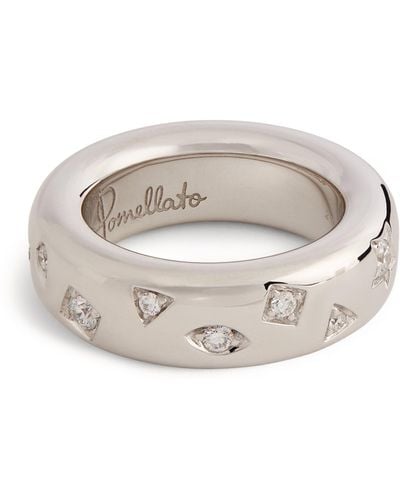 Pomellato Rhodium-plated White Gold And Diamond Medium Iconica Ring