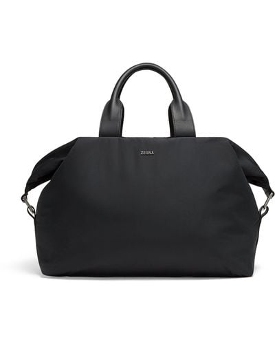 Zegna Leather-trim Technical Fabric Holdall - Black