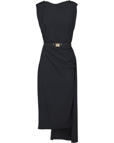 Prada Belted Sablé Dress - Black