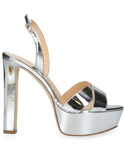 Jennifer Chamandi Leather Leonardo Platform Sandals 130 - Metallic