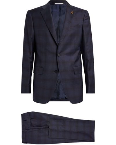 Pal Zileri Wool Check Single-breasted Suit - Blue