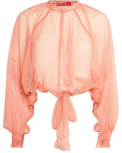 MAX&Co. Chiffon Puff-sleeved Top - Pink