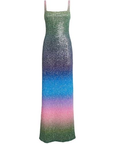 Costarellos Sequinned Leela Sunrise Maxi Dress - Blue