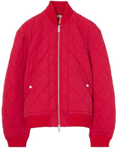 Burberry Quilted Bomber Jacket - Red