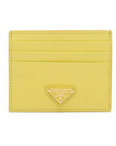 Prada Saffiano Leather Card Holder - Yellow