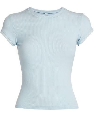 Skims Soft Lounge Lace-trim T-shirt - Blue