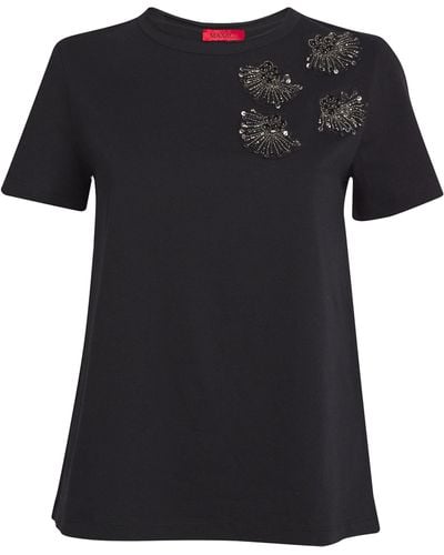 MAX&Co. Cotton Embellished T-shirt - Black