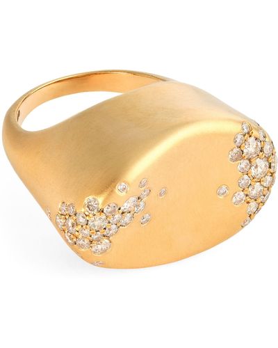 Nada Ghazal Yellow Gold And Champagne Diamond My Muse Storm Ring - Natural