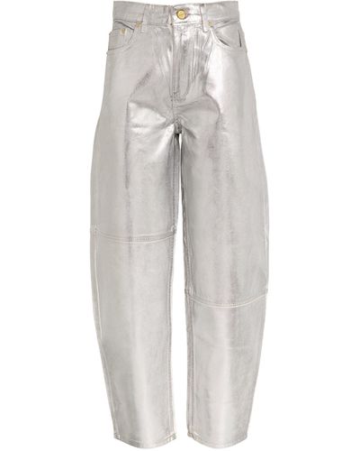 Ganni Foil-coated Jeans - Grey