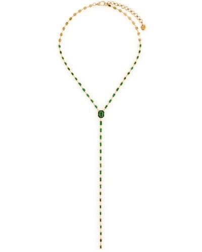 SHAY Yellow Gold, Emerald And White Diamond Lariat Necklace - Metallic