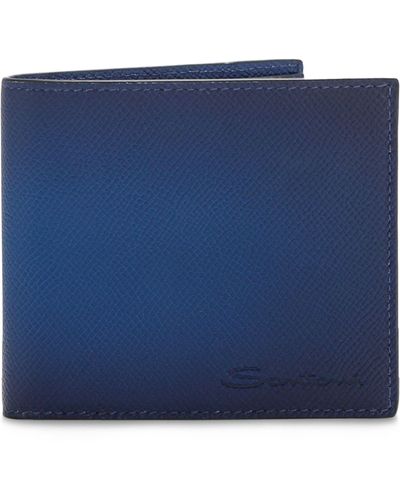 Santoni Leather Ombré Bifold Wallet - Blue
